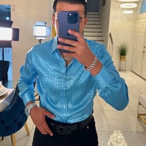 Men Blue Satin silky Shirt NZCollection size 3XL.